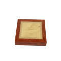 DS High Quality Custom Rosewood Silk Printing Velvet Coin Box For Souvenir Coin Storage